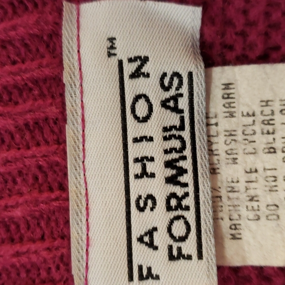 Vtg 90s Fashion Formulas Knit Purple Plum White Sweater Stripe, Leaf Design, Sm - Picture 4 of 14